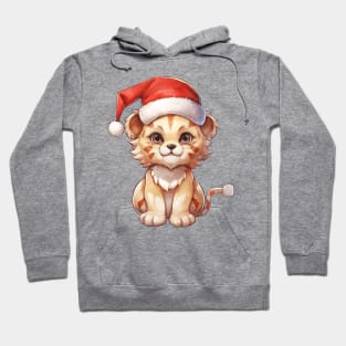 African Lion in Santa Hat Hoodie